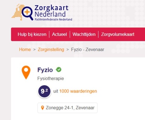 Zorgkaart Nederland 1000 beoordelingen 19 juni 2026